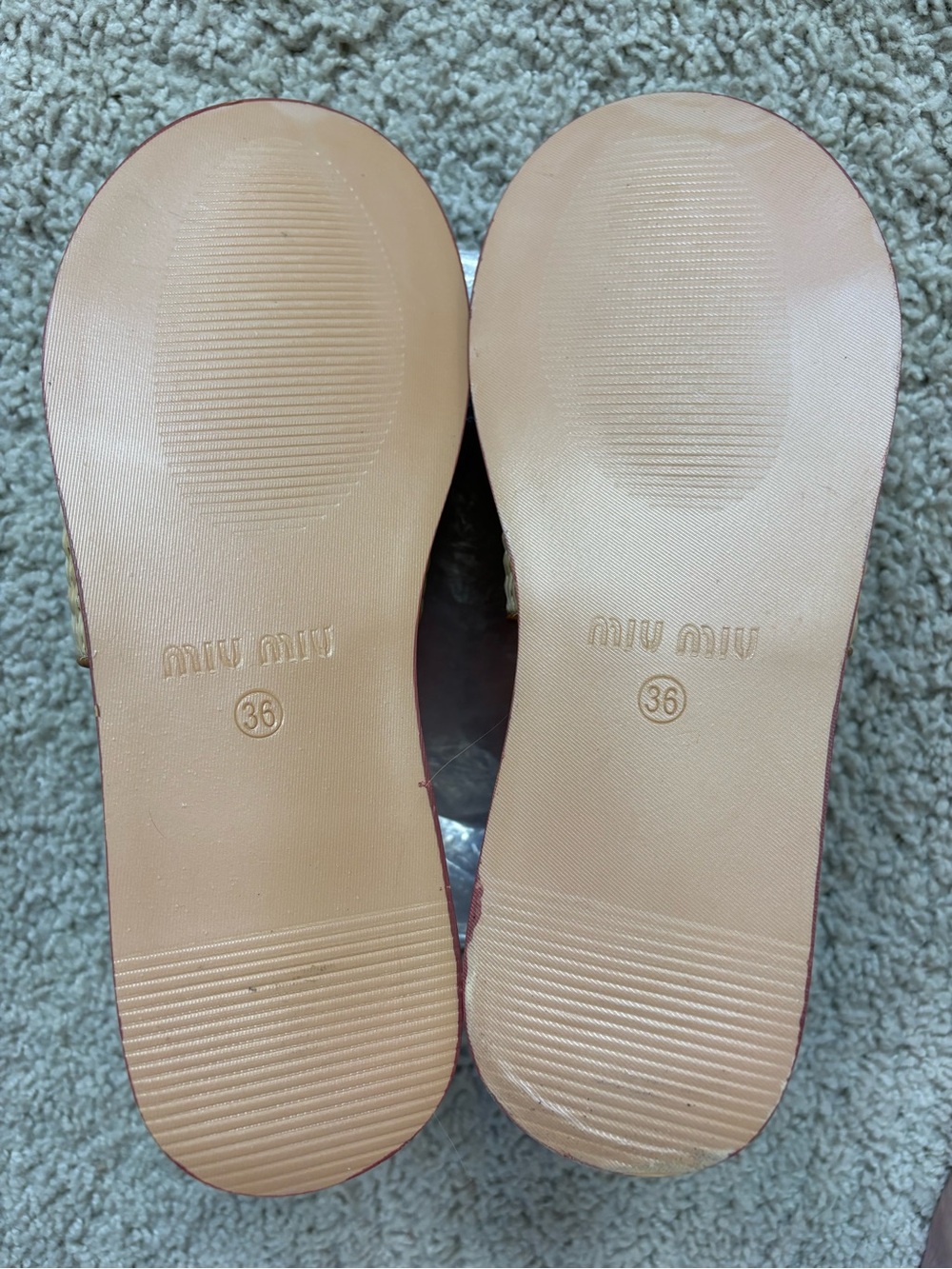 Women's MIU MIU Beige & Brown WOVEN RAFFIA Designer SLIDES Summer SANDALS 36 - Picture 6 of 6